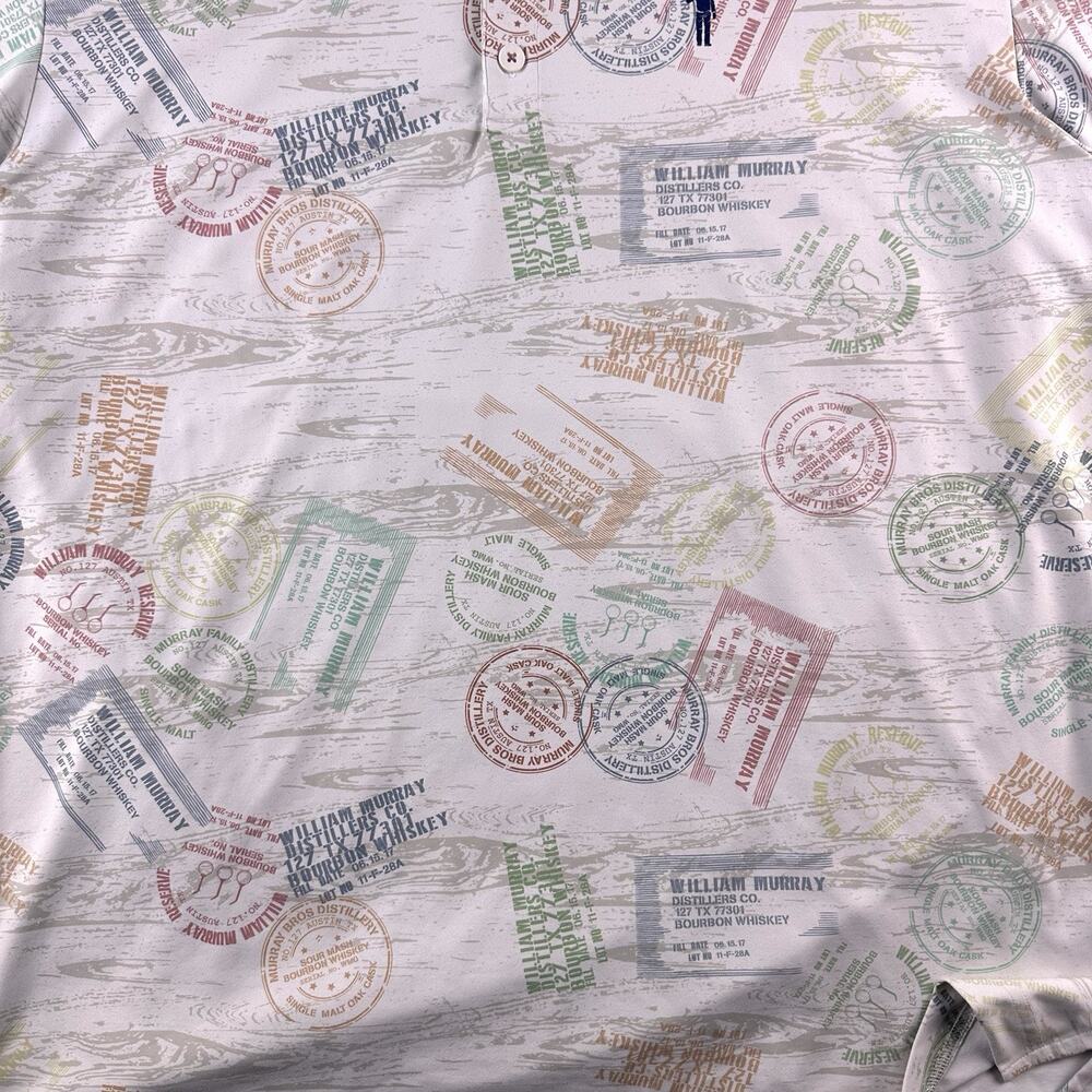 William Murray Performance Polo Mens XL Distillery Whiskey Bourbon Print Stretch - Picture 15 of 16